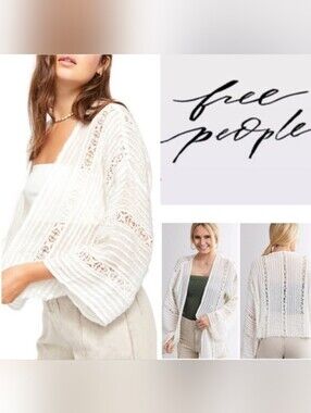 Free People One Willow Ivory KimonoSize Medium/Large White Boho
